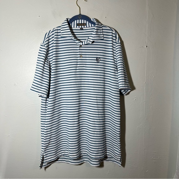 Peter Millar Golf Polo Shirt Mens L Blue Striped Summer Comfort - Picture 7 of 7